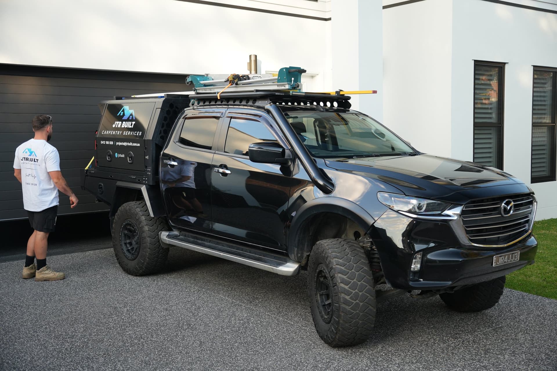 The JTR Built ute parked at a job